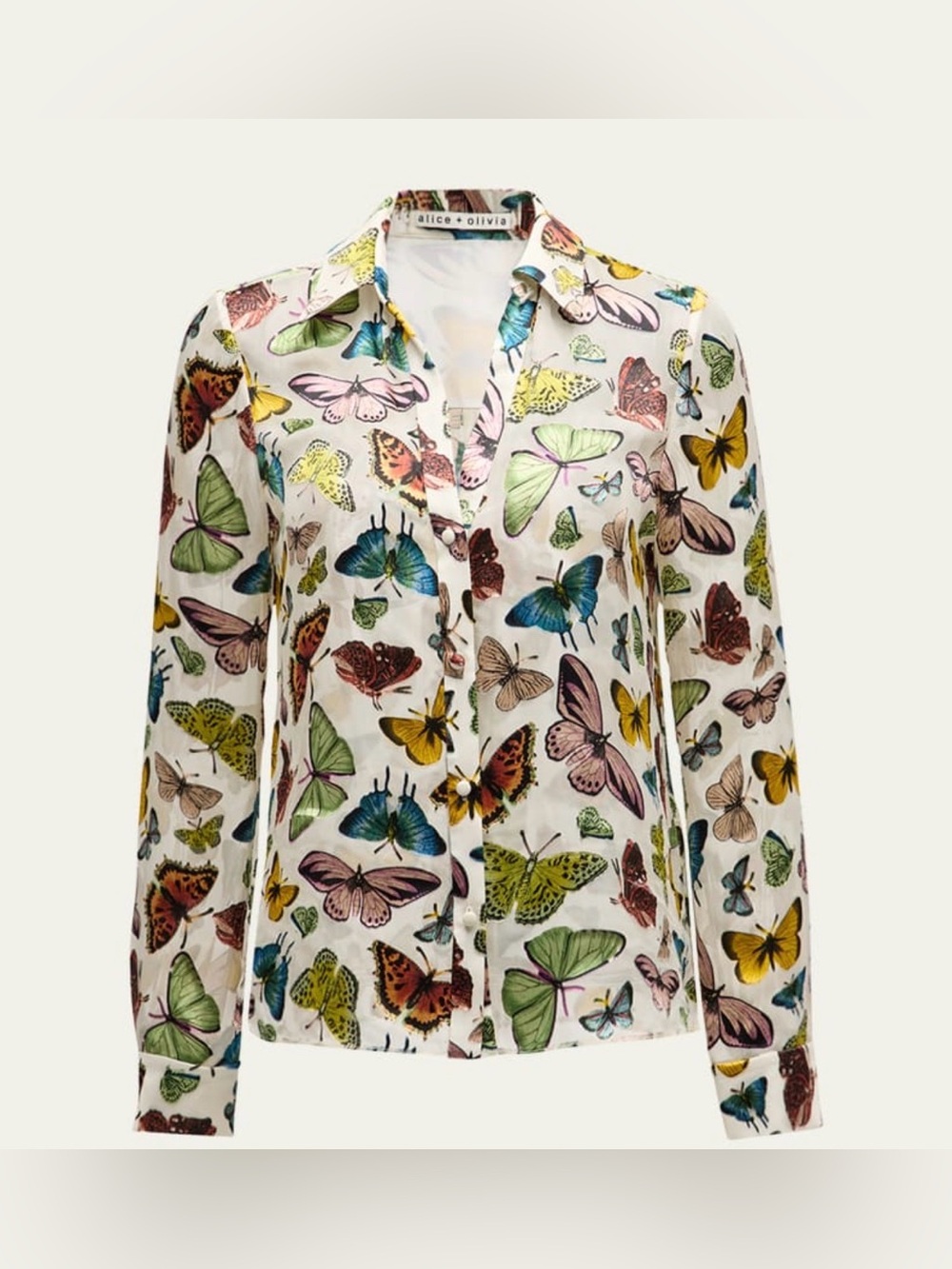 Alice + Olivia Eloise Butterfly Print Button-Up Shirt - Picture 7 of 11